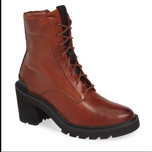 Frye Cognac Savannah Combat Boots